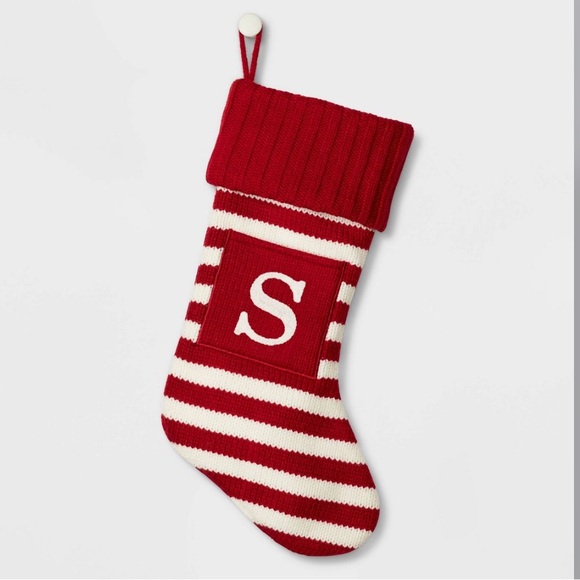 Target Wondershop Knit Striped Monogram Christmas Stocking- S - Picture 1 of 4